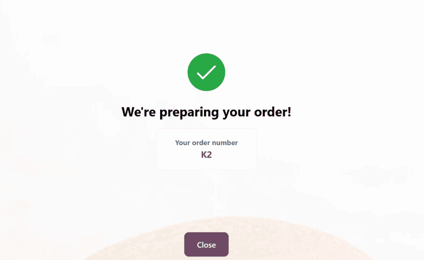 POS Order Confirmation Screen