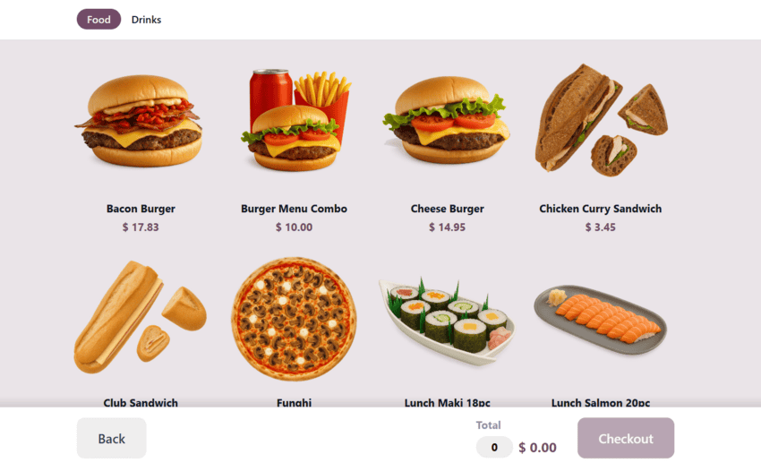 POS in Kiosk Mode where customers can select products